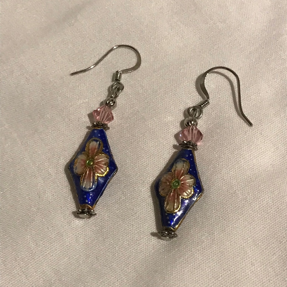 Enamel floral earrings